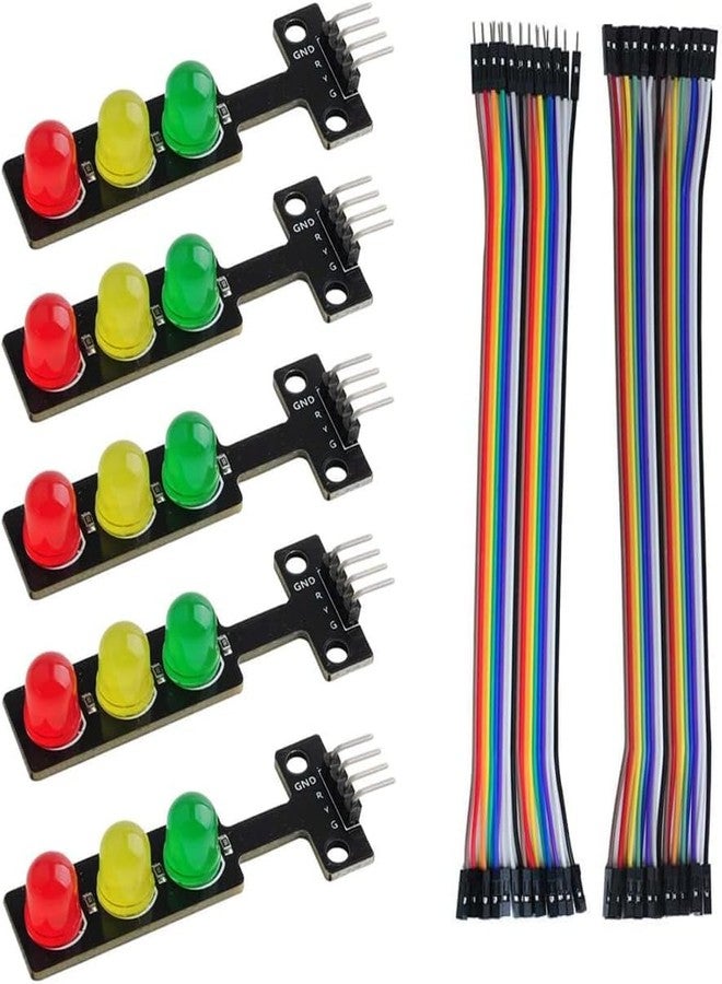 Electrobot 5PCS Mini Traffic Light LED Module 5V Digital Display Vertical 3-Color LEDs Red Yellow Green for Rduino Raspberry Pi STEM DIY Traffic System Model Kit Educational Electronic Project - Image 1